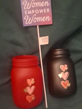 Others Follow Red & Black Heart Mason Jar Pair